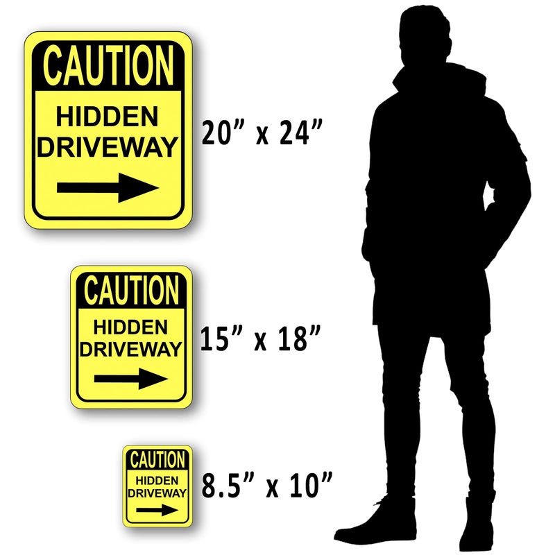 Work House Signs Caution Hidden Driveway - Right Arrow Outdoor Sign - 8.5" X 10" - Image 3